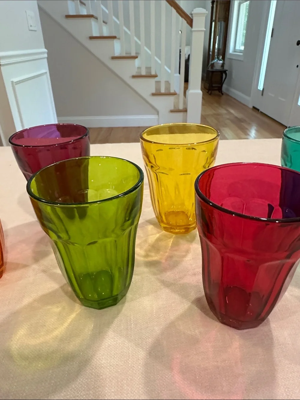 Set of 6 Vintage Multi Jewel Tone Color Pasabahce Palaks Glasses Cups Glass